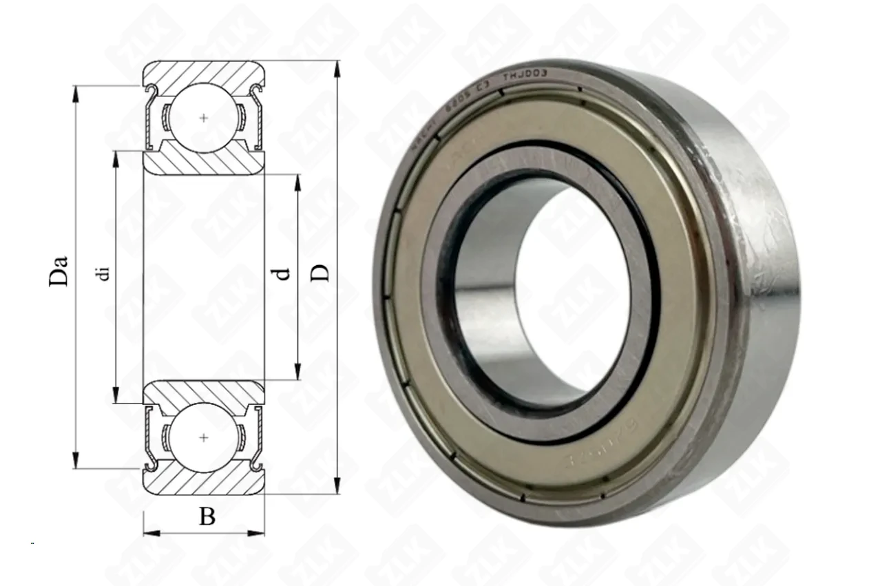 Подшипник шариковый 80205 (6205ZZEC3) 25×52×15 мм Nachi оригинал