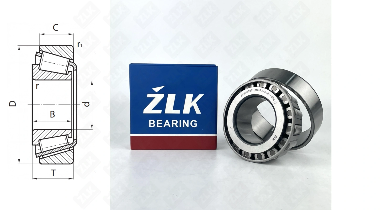 Подшипник роликовый 529/522 (MMAA-516-10001) 50.8×101.6×34.9 мм ZLK