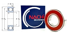 Подшипник шариковый 180206 (6206-2NSE9) 30×62×16 мм Nachi оригинал