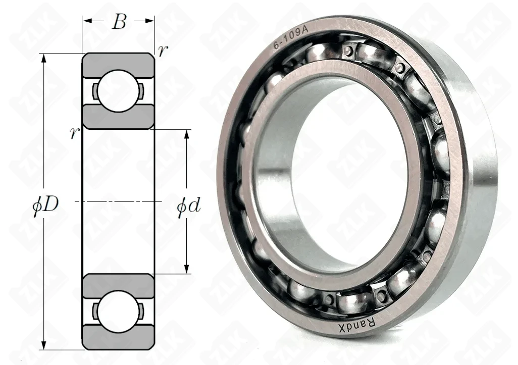 Подшипник шариковый 109 (6009) 45×75×16 мм RandX