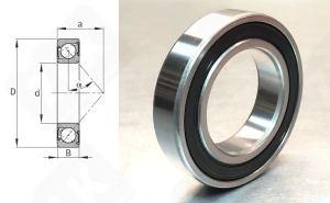 Подшипник 7008B2RS радиально-упорный шариковый 40-68-15 мм