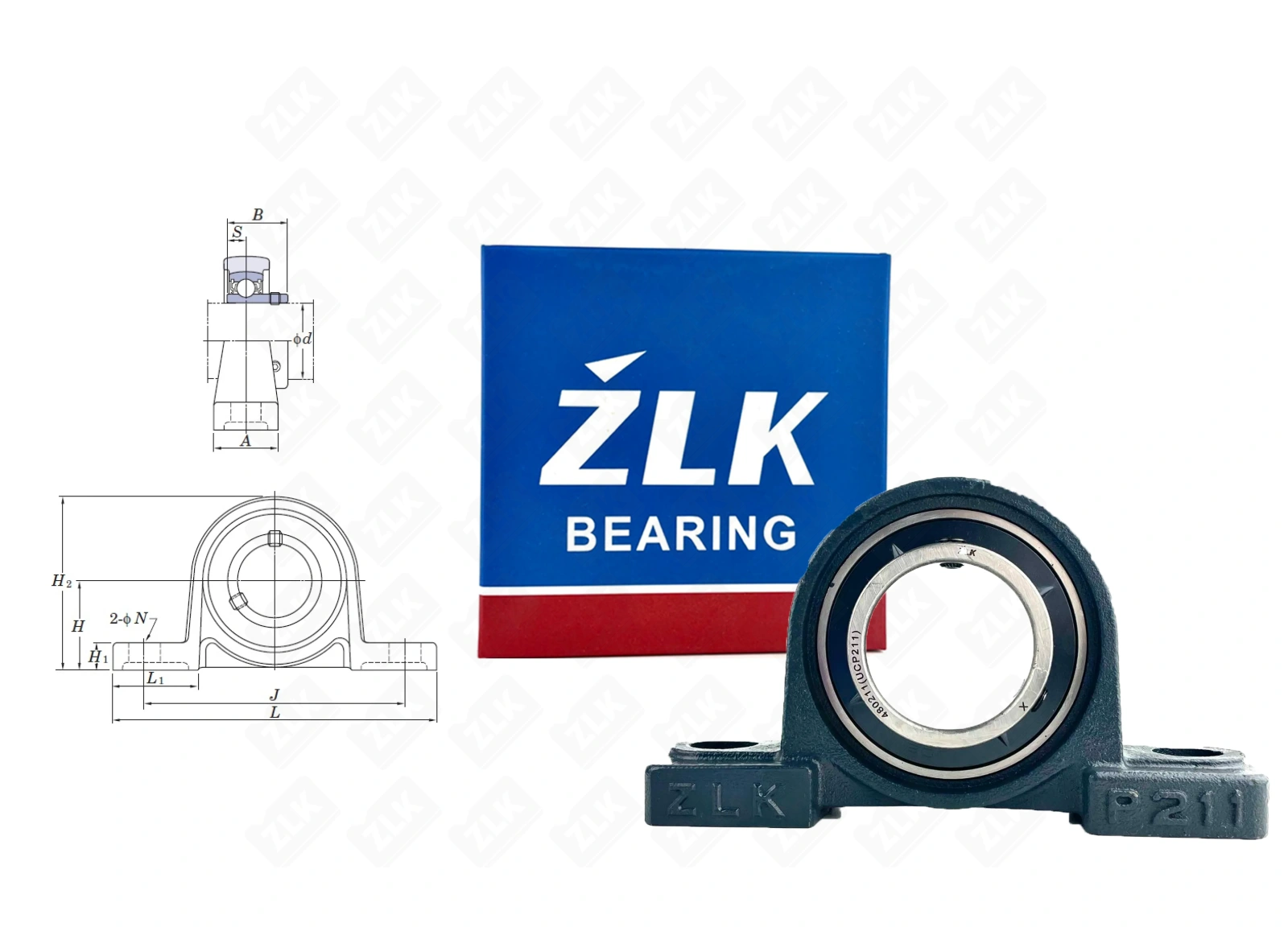 Подшипник корпусный 480211UCP (UCP211) 55×126×219 мм ZLK