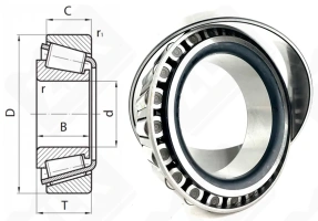 Подшипник 4T-HM801349/HM801310 радиально-упорный роликовый конический 40,483-82,55-29,37 мм