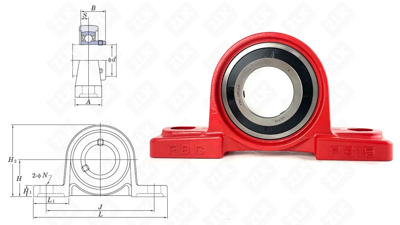 Подшипник корпусный  480315UCP (UCP315) 75×197×380 мм FBC