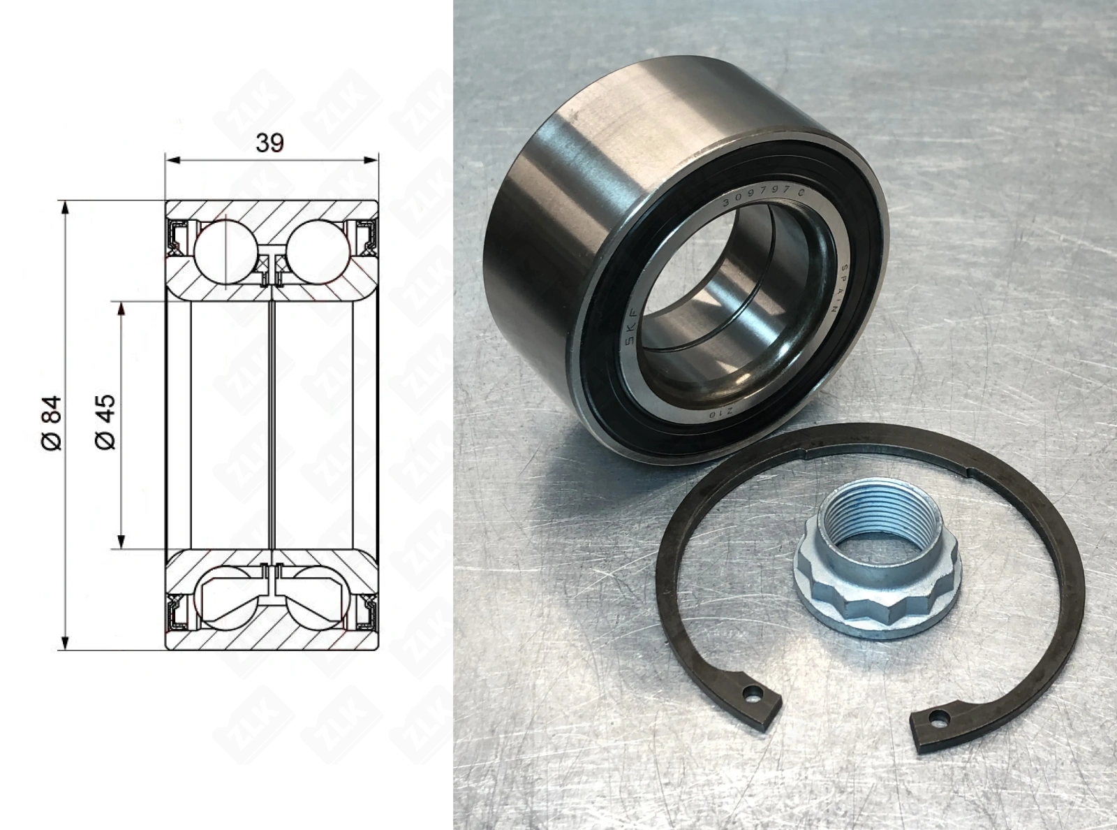 Подшипник шариковый (VKBA757) 45×83.6×38.8 мм SKF оригинал