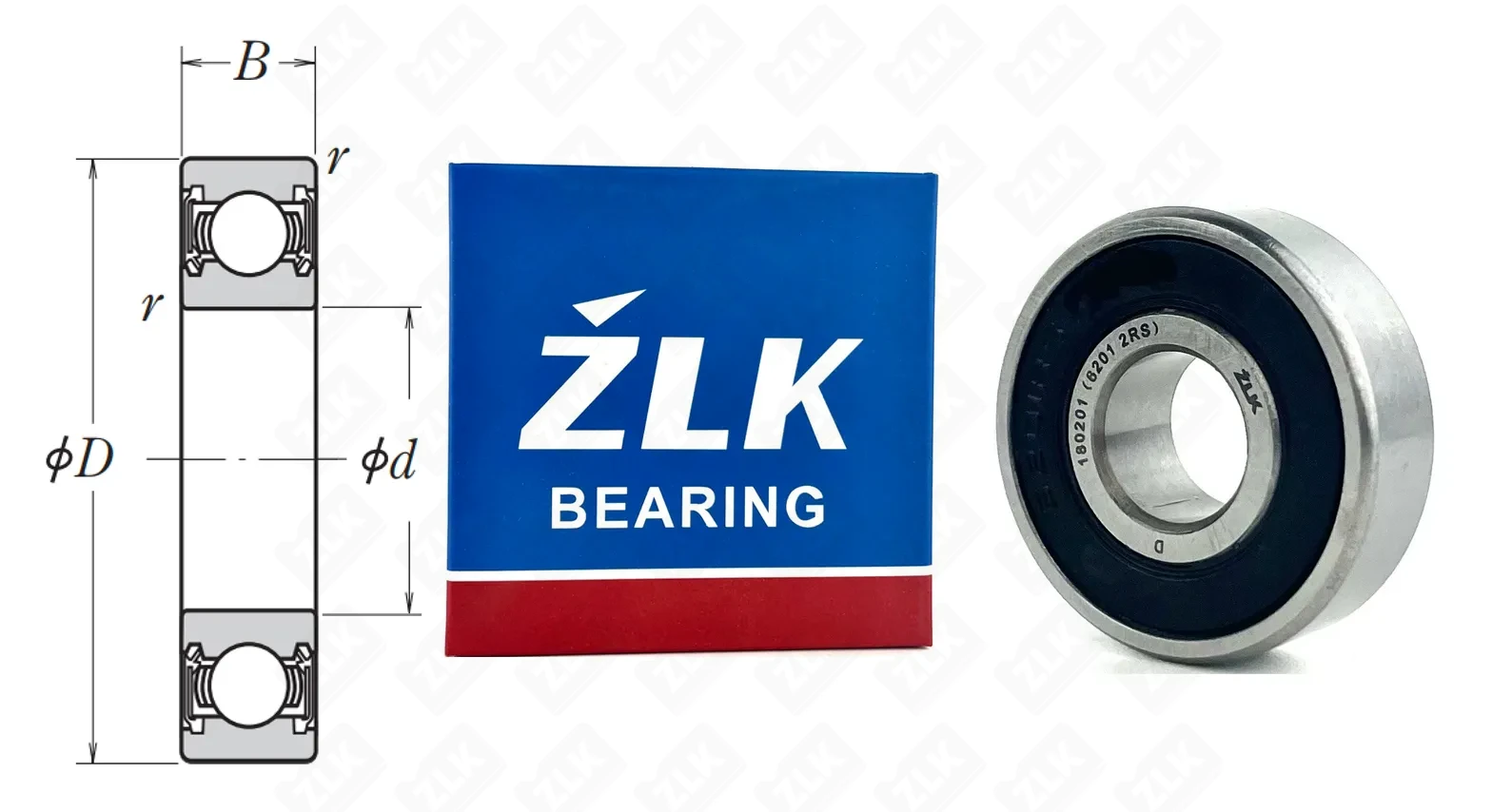 Подшипник шариковый 180201 (6201-2RS) 12×32×10 мм ZLK