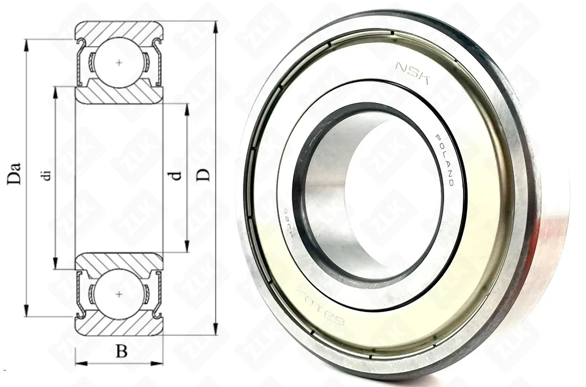 Подшипник шариковый 80310 (6310ZZCM) 50×110×27 мм NSK оригинал
