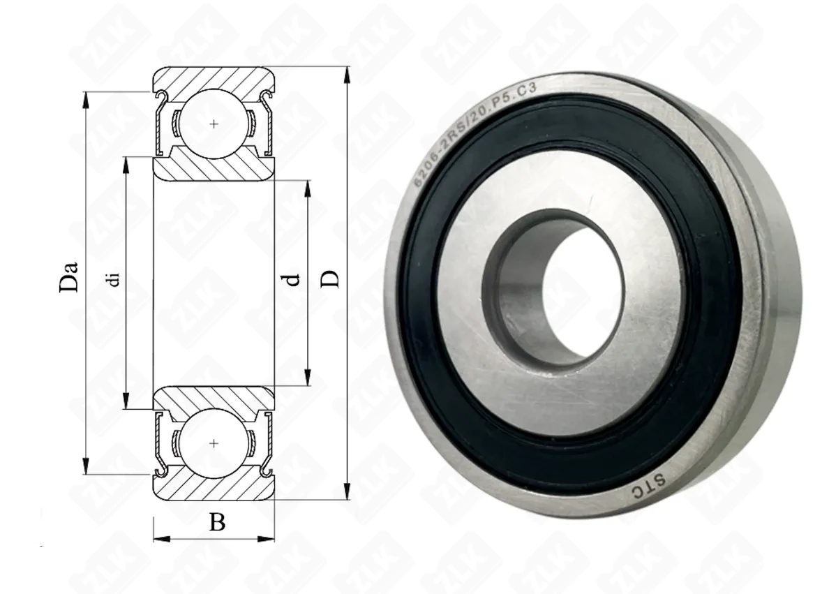 Подшипник шариковый  (62022RS/20.P5.C3) 20×62×16 мм STC