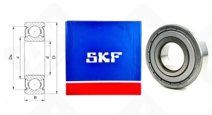 Подшипник 80204 (62042Z) радиальный шариковый 20-47-14 мм