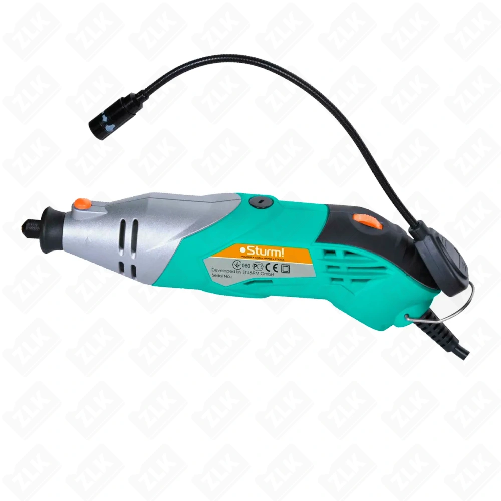 Гравер электрический 170Вт, гибкий вал, подсветка, 120 аксс, Sturm