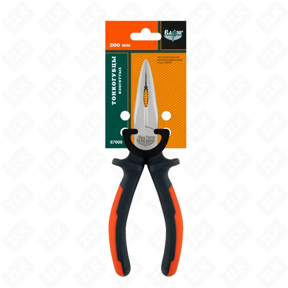 Тонкогубцы 200мм изогнутые Варяг
