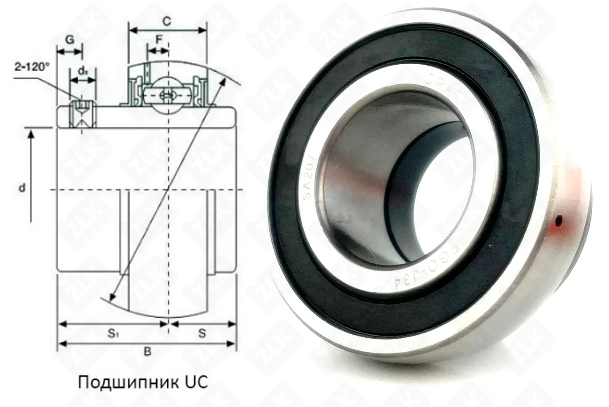 Подшипник шариковый 480207 (780207) SA (SA207) 35×72×17 мм Craft