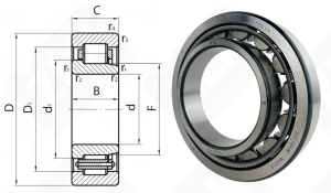 Подшипник 42219 (NJ219) радиальный роликовый 95-170-32 мм