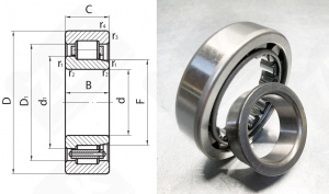 Подшипник 42210 (NJ210EWC3) радиальный роликовый 50-90-20 мм