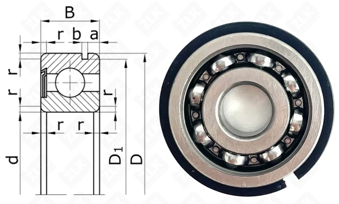 Подшипник шариковый 750200 (6200ZNR) 10×30×9 мм FBJ