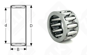 Подшипник K20x28x16 радиальный игольчатый 20-28-16 мм