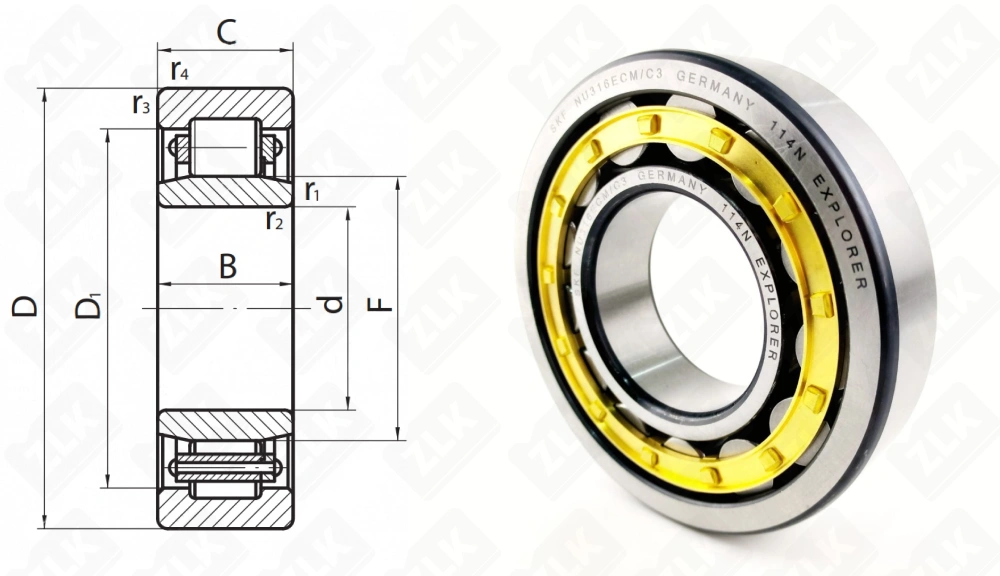 32316 Л (70) (NU316ECMC3) SKF