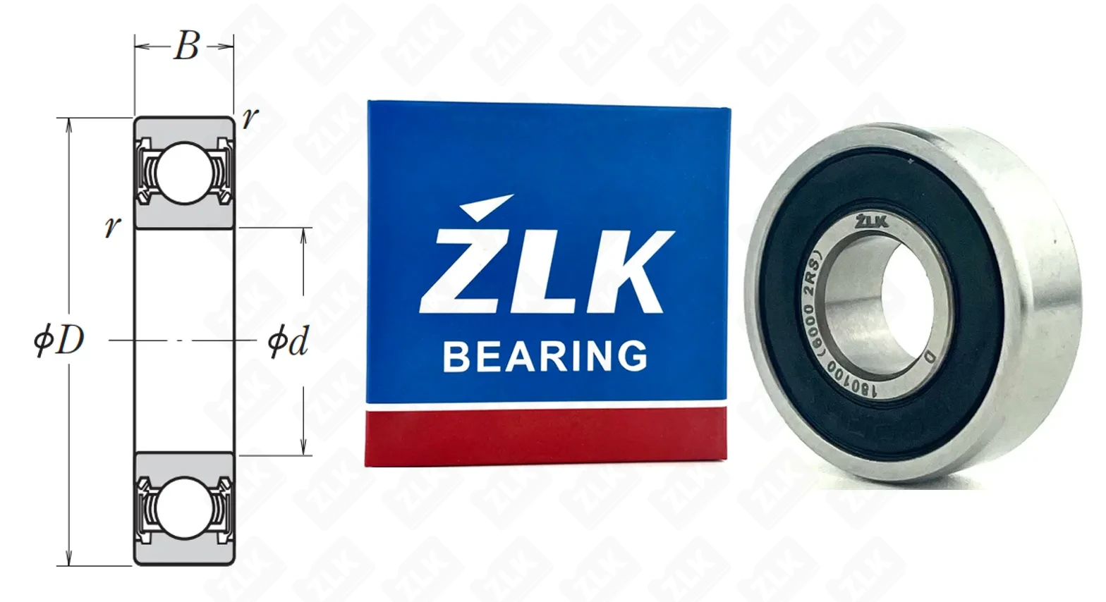 Подшипник шариковый 180100 (60002RS) 10×26×8 мм ZLK