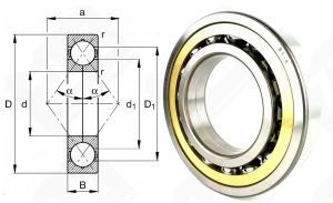 Подшипник 176222Л (QJ222M) радиально-упорный шариковый 110-200-38 мм