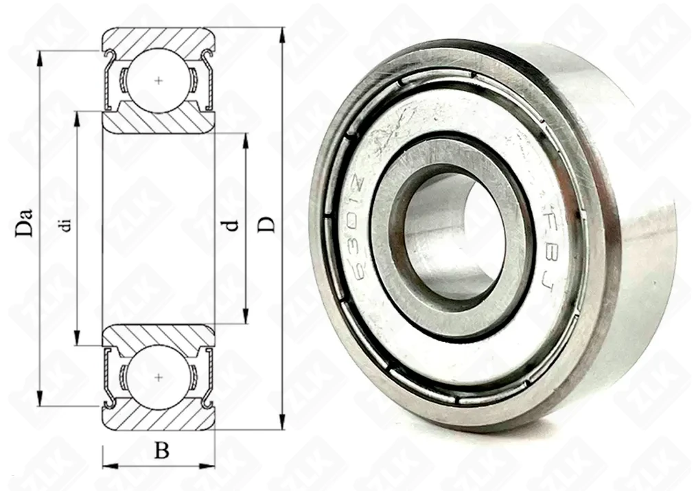 Подшипник шариковый 80301 (6301 ZZ) 12×37×12 мм FBJ