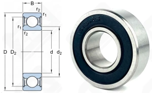 Подшипник 1616 2RS радиальный шариковый 12,7-28,575-9,525 мм