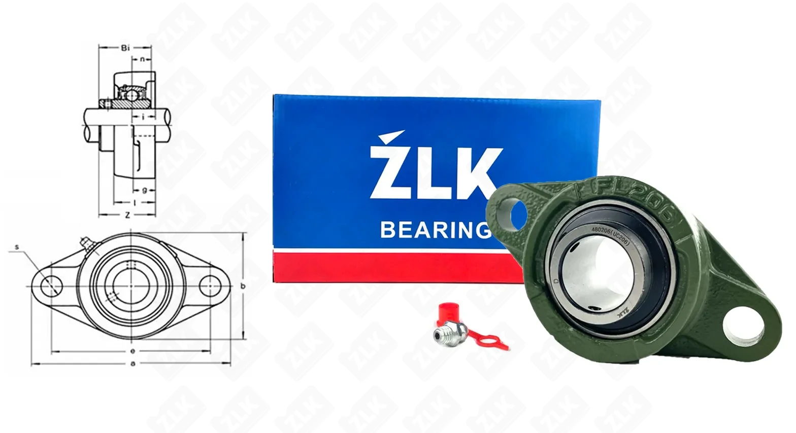 Подшипник корпусный 480206UCFL (UCFL206) 30×148×40 мм ZLK
