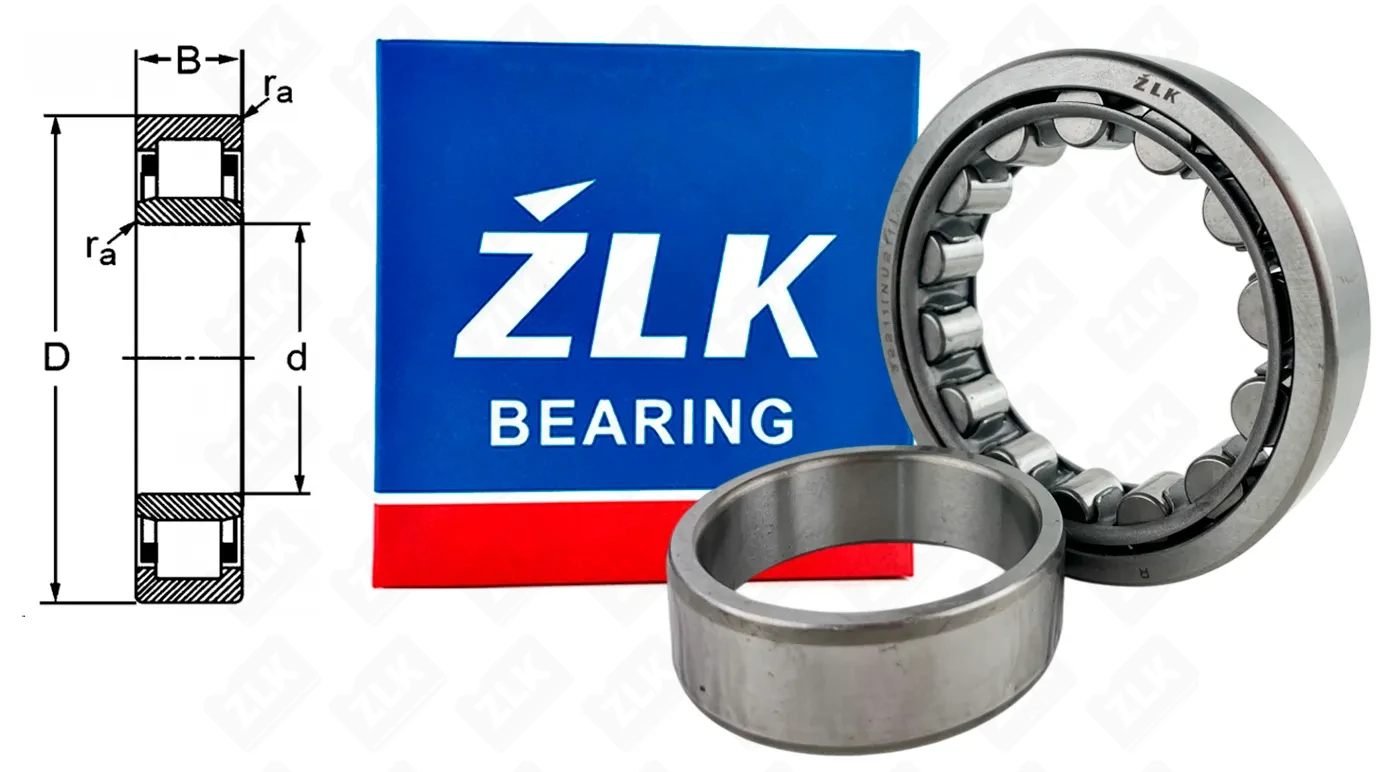 Подшипник роликовый 32211 (NU211) 55×100×21 мм ZLK
