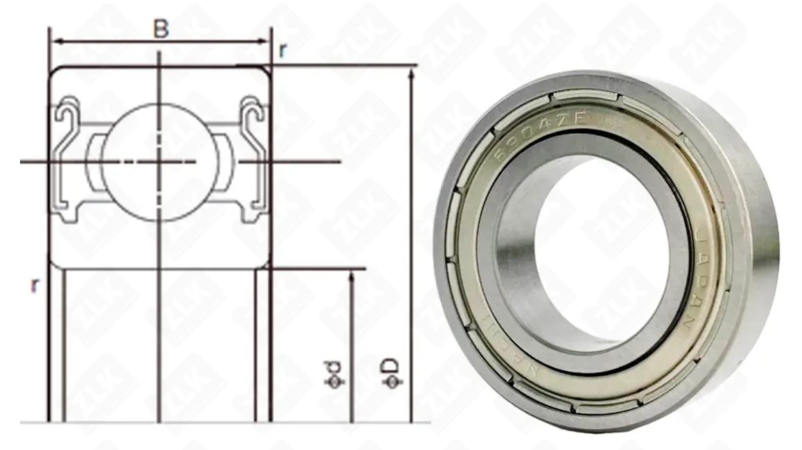 Подшипник шариковый 1000904 (61904ZZ,6904ZZE) 20×37×9 мм Nachi оригинал