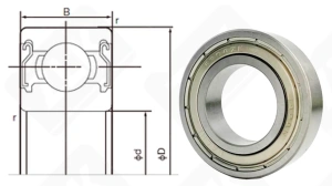 Подшипник 1000904 (61904ZZ,6904ZZE) радиальный шариковый 20-37-9 мм