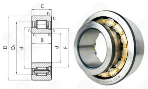 Подшипник 42618 Л (NJ2318М) радиальный роликовый 90-190-64 мм