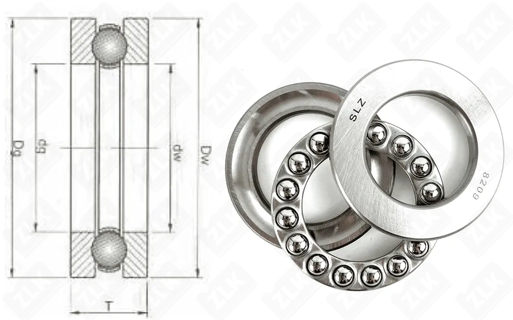 Подшипник шариковый 8209 (51209) 45×73×20 мм SLZ