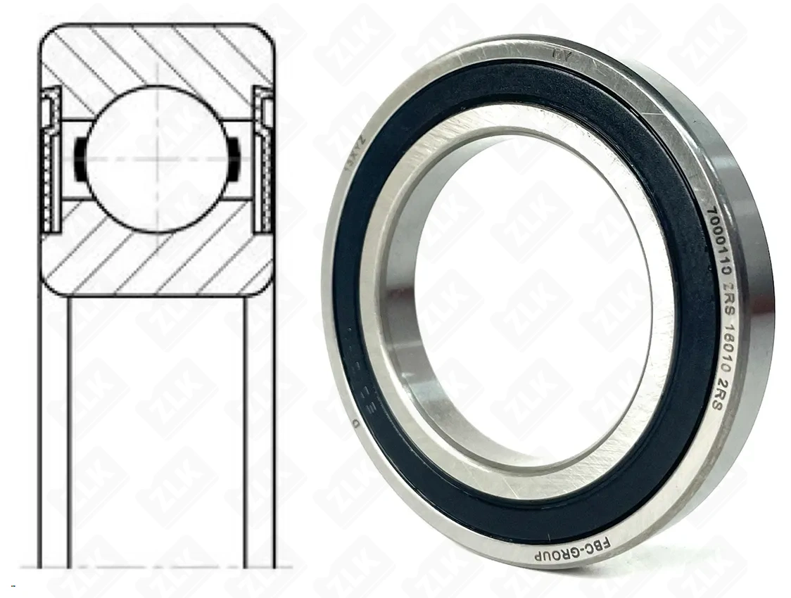 Подшипник шариковый 7000110 2RS (16010-2RS) 50×80×10 мм FBC