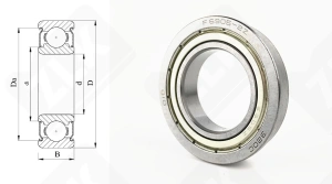 Подшипник 1000905 ZZ (F61905ZZ,F6905ZZ) радиальный шариковый 25-42-9 мм