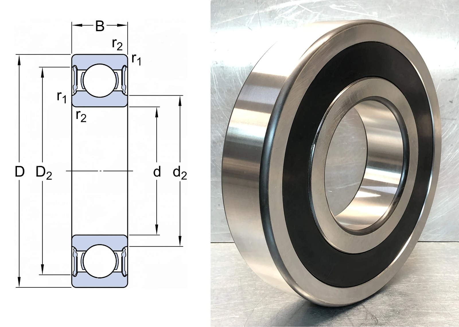 Подшипник шариковый 180322 (63222RSR) 110×240×50 мм Timken оригинал
