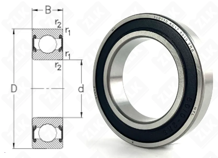 Подшипник шариковый 180110 (60102RS) 50×80×16 мм NTL