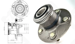 Подшипниковый ступичный узел HUB112-15 радиально-упорный шариковый 30-152-56/82 мм