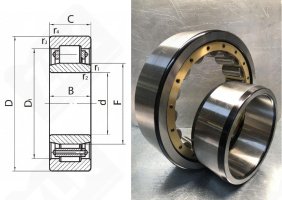 Подшипник 32520 Л (20) (NU2220MC3) радиальный роликовый 100-180-46 мм