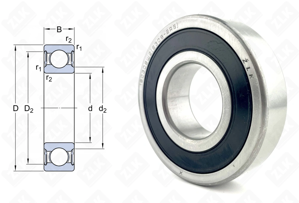Подшипник 180308 Ш2 (63082RSZ2V2) радиальный шариковый 40-90-23 мм