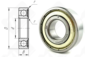 Подшипник 60204 (6204Z) радиальный шариковый 20-47-14 мм