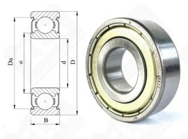 Подшипник 80204 (6204ZZ) радиальный шариковый 20-47-14 мм