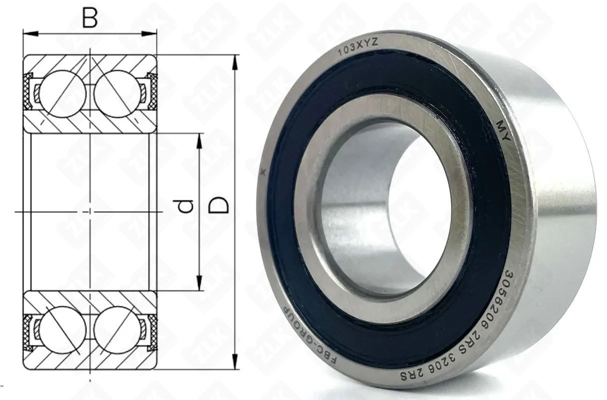 Подшипник шариковый 3056206 E 2RS (52062ERS,3206E2RS) 30×62×23.8 мм Россия