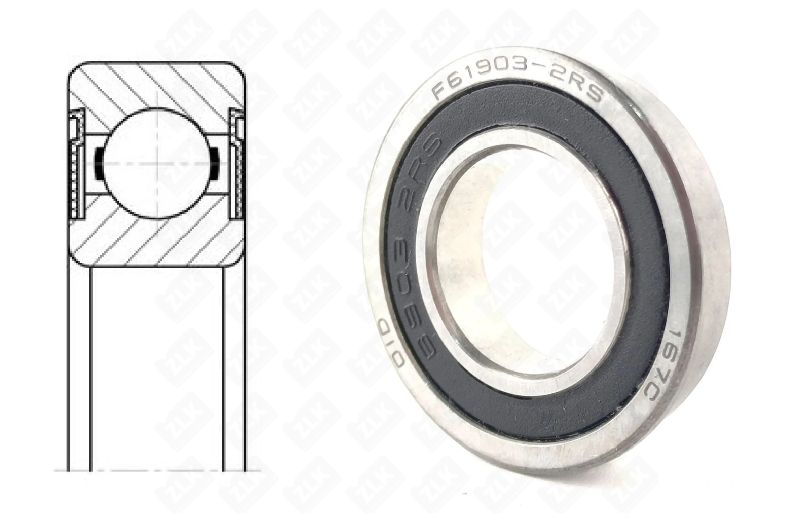 Подшипник шариковый 1000903-2RS (F619032RS,F69032RS) 17×30×7 мм OID