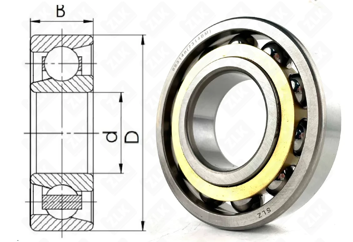 Подшипник шариковый 66314 Л (7314 BECMB) 70×150×35 мм SLZ