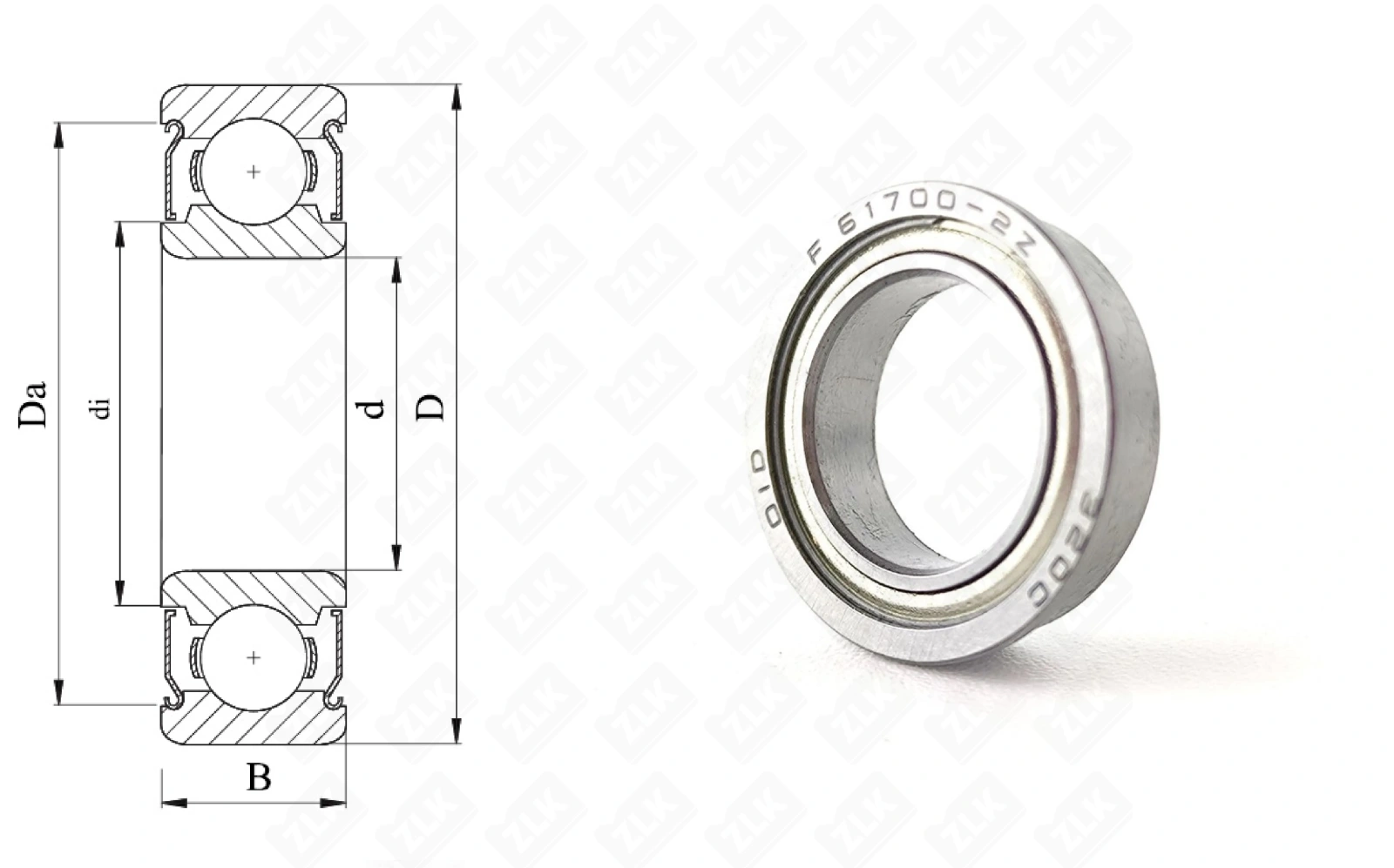 Подшипник шариковый 1000700 ZZ (F6700ZZ, F61700ZZ) 10×15×3 мм OID