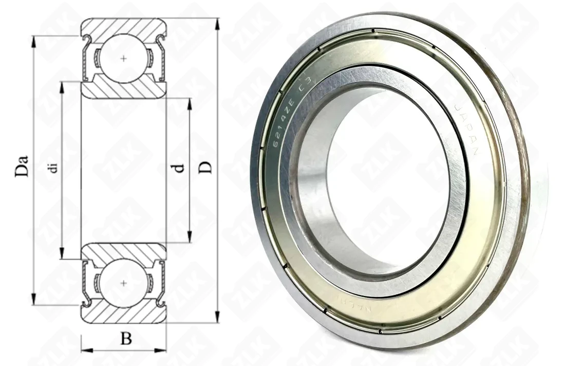 Подшипник шариковый 80214 (6214ZZEC3) 70×125×24 мм Nachi оригинал