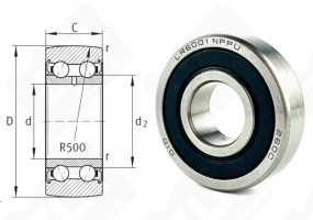 Подшипник LR6001NPPU радиально-упорный шариковый 12-30-8 мм