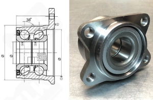 Подшипниковый ступичный узел JWB3064 радиально-упорный шариковый 30-68-54 мм