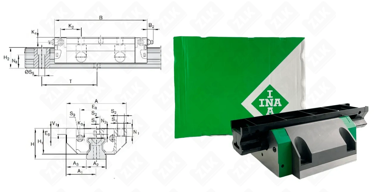 Каретка линейная RWU65EG2V3 ××90 мм INA оригинал