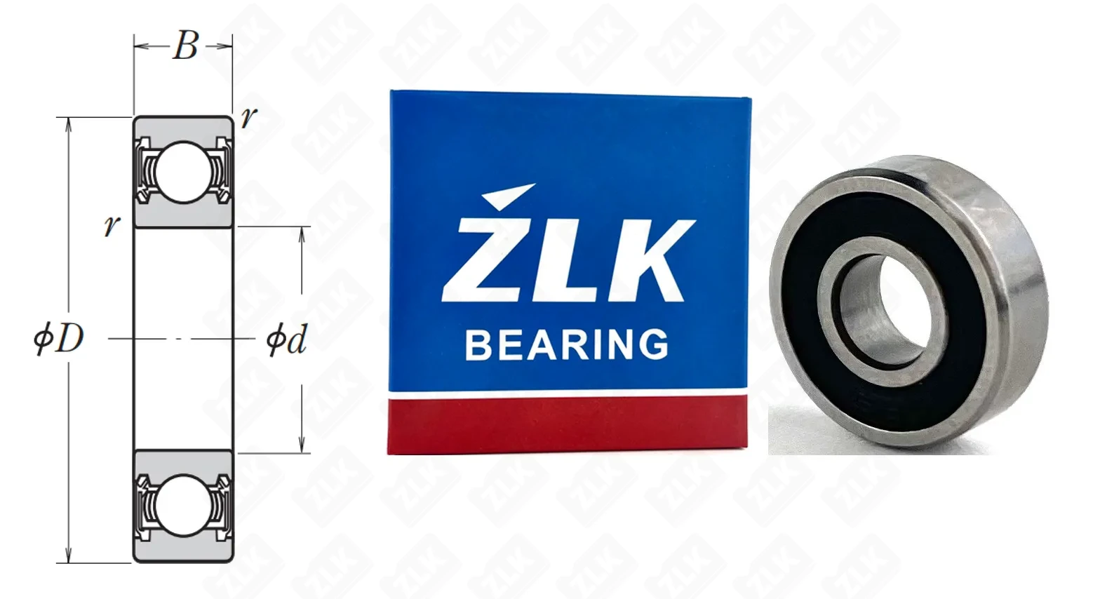 Подшипник шариковый 1000095 2RS (6952RS) 5×13×4 мм ZLK