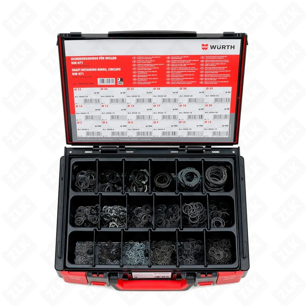 Стоп.пруж.кольцо,для вала, ассорт. КОЛЬЦО-СТОП.DIN471-1050шт SYSTEMKOFFER